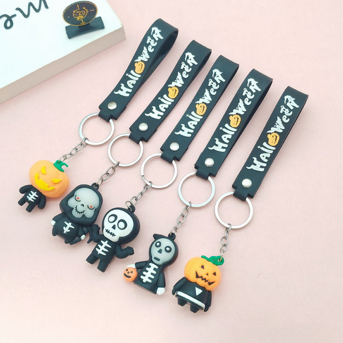 Wholesale Soft Glue Keychain Pendant - Skull Pumpkin Death Cartoon MOQ≥2