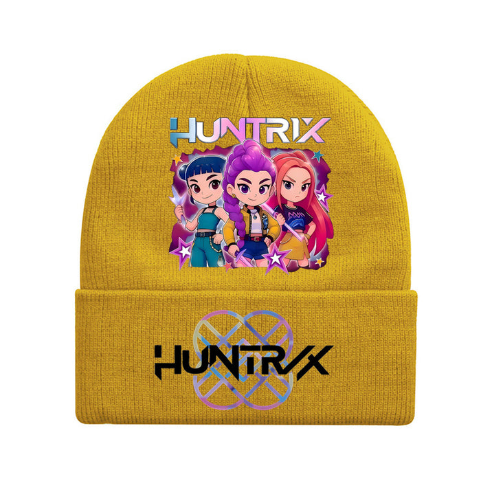 Wholesale Stylish knitted hat rolled brim and printed knit