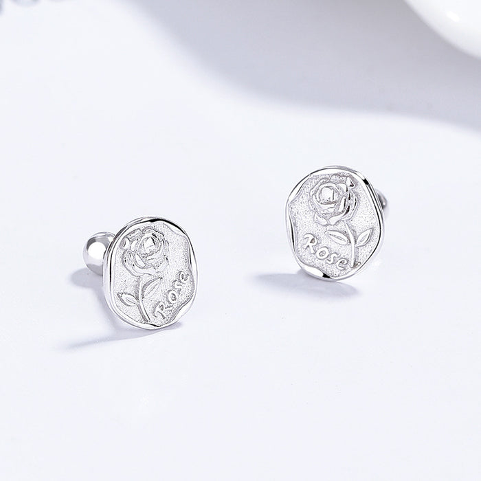 Wholesale Pure silver rose earrings, sweet ear bone studs, fashionable and elegant ear accessories