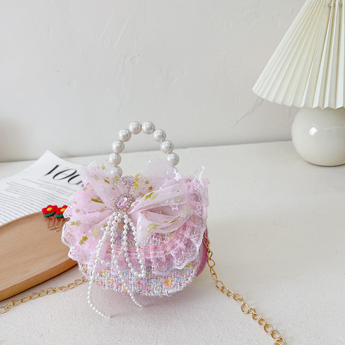 Wholesale Children's Fashion Cute Pearl Wool Handbag JDC-SD-YuanDuo065