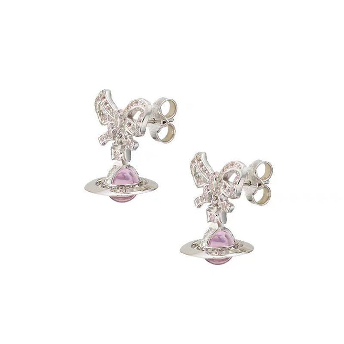 Wholesale  Saturn Necklace  sweater chain temperament Bow clavicle chain