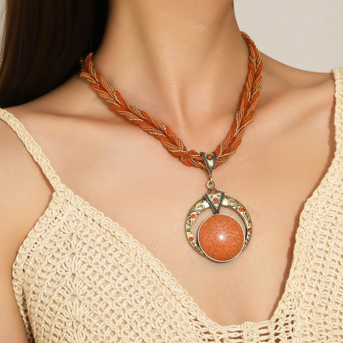 Wholesale Bohemian Ethnic Round Handwoven Necklace - Vintage Jewelry Accessory MOQ≥2