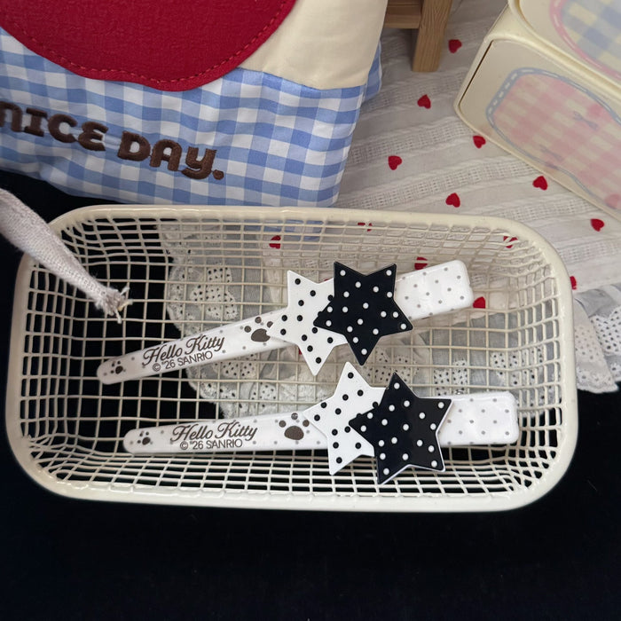 Wholesale Large Acrylic Duckbill Hair Clip Black White Star Polka Dot Sweet Women Fashion Accessory Gift