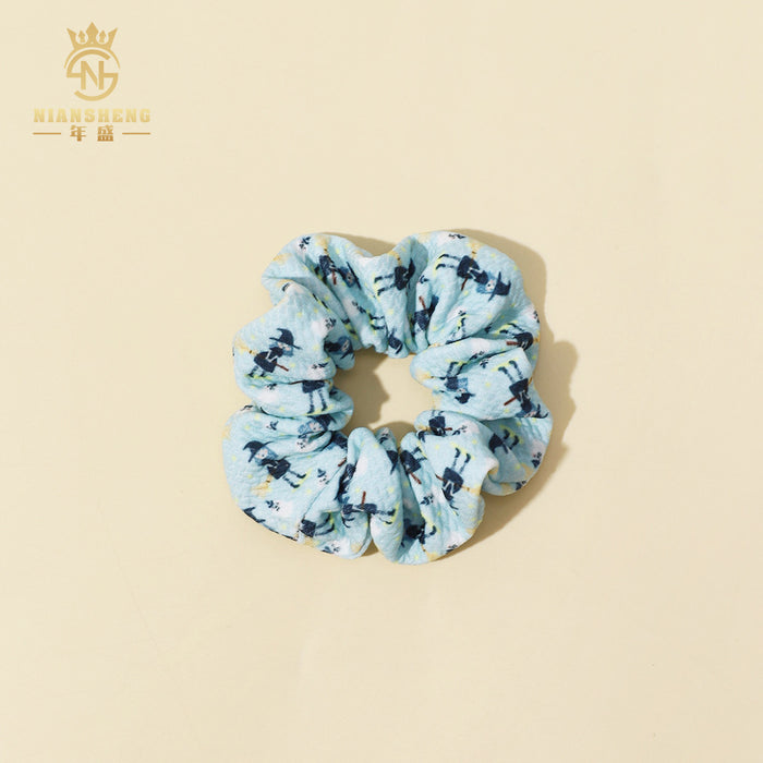 Wholesale  children' s hair accessories printed elastic large intestine ring cloth ring pure cotton girl baby hair ring