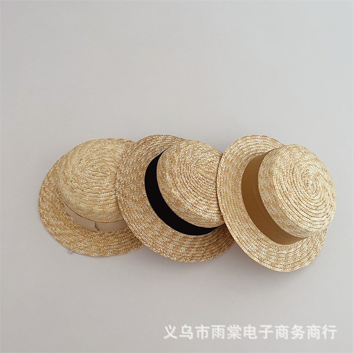 Wholesale children's straw hat western style wheat straw big brim baby beach hat