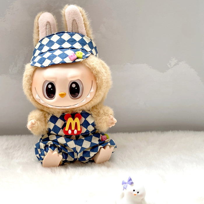 Wholesale Pendant Doll Clothes Checkboard Tennis Clothes suit Suspenders Skirt