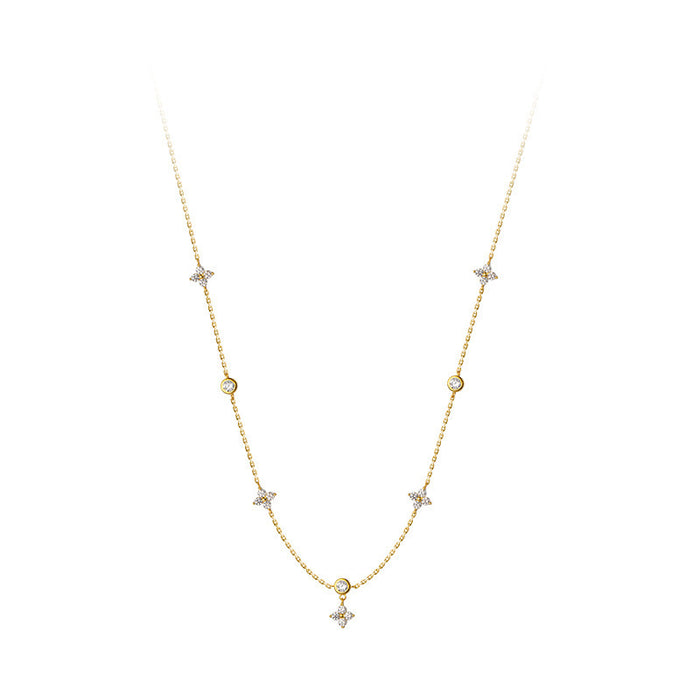 Wholesale Zircon Clover Necklace for Women, Light Luxury, Cold and Stylish, Su Collarbone Chain