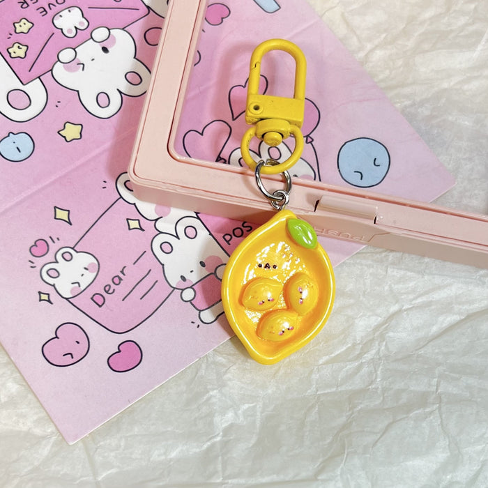 Wholesale Cute Fruit and Vegetable Plate Keychain Cartoon Girl Heart Bag Pendant