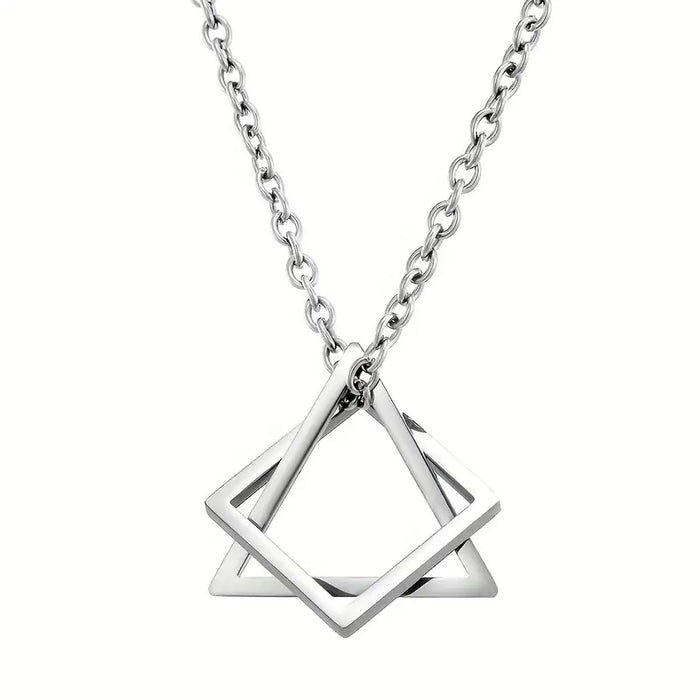 Wholesale Geometric triangle square combination titanium steel hip-hop necklace men's minimalist pendant accessory