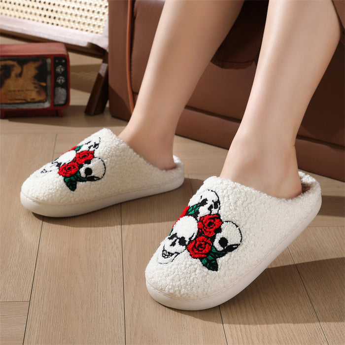 Wholesale  slippers for women  home non-slip home indoor warm cartoon skull cotton slippers