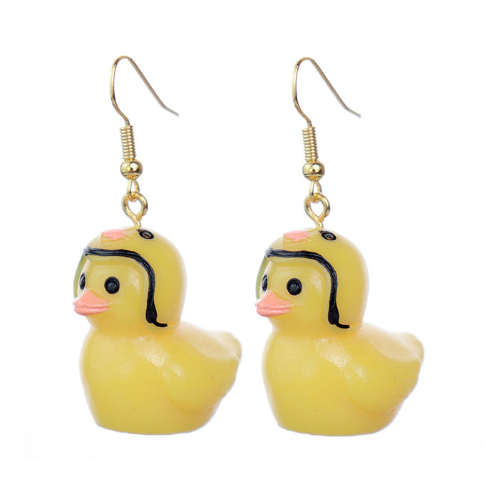 Wholesale Cartoon Three-dimensional Little Yellow Duck Earrings JDC-ES-niqing035