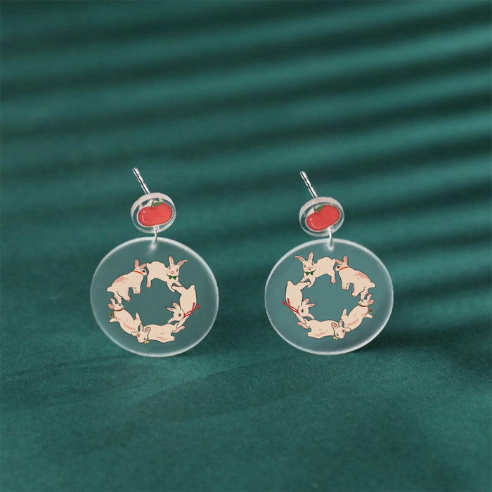 Wholesale Acrylic Christmas Tree Hat Stocking Elk Earrings