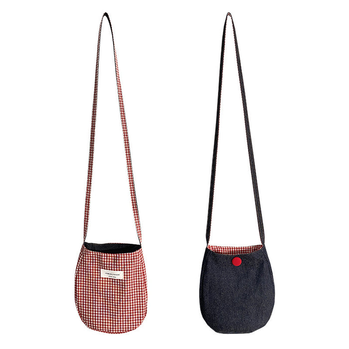 Wholesale Fashionable plaid double-sided back mobile phone crossbody bag, portable large capacity shoulder bag