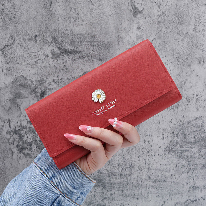 Wholesale Pink PU Women' s Long Folding Wallet with Card Holder - Everyday Resale MOQ≥3