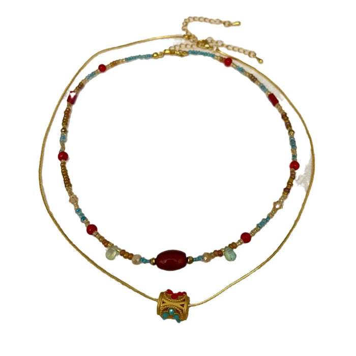 Wholesale Red agate bead necklace, vintage exquisite sweater chain, niche light luxury necklace