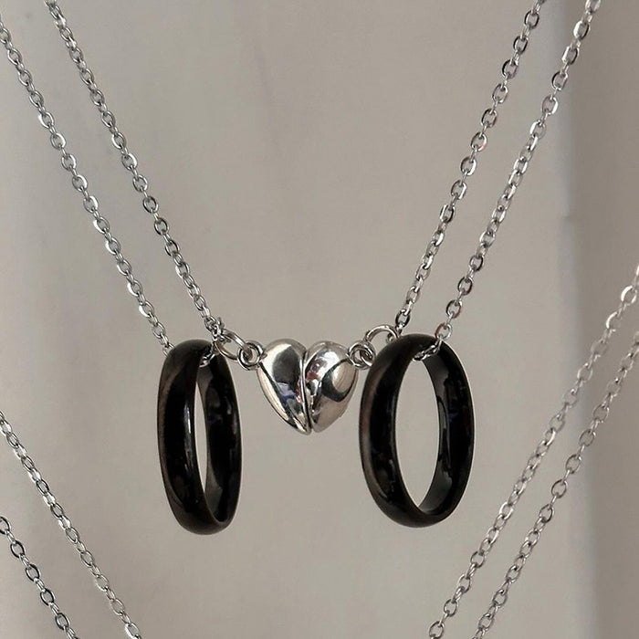 Wholesale New jewelry, niche alloy pendant, personalized couple love, double-layer layered necklace set