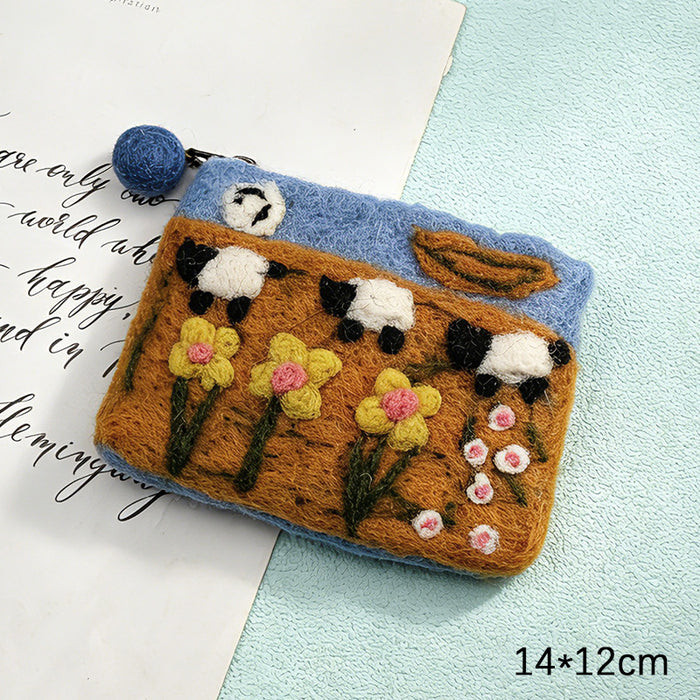 Wholesale Modern Felt Sheep Coin Purse Cute Cartoon Animal Phone Bag MOQ≥10