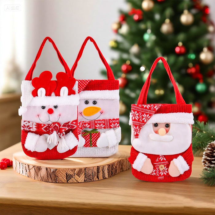 Wholesale Christmas knitted gift bag cute cartoon red f snowman old man candy tote bag Christmas decoration