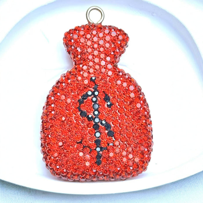 Wholesale New Diamond Inlaid Money Bag Keychain Accessories Car Pendant Diamond Inlaid Apple shaped Jewelry Accessories DIY Jewelry