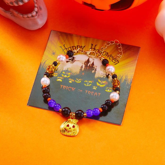 Wholesale  Funny Cartoon Crystal Beaded Bracelet Versatile Witch Pumpkin  Web Wizard Hat Bracelet