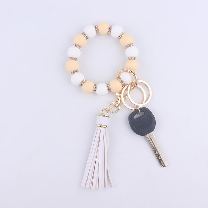 Wholesale Silicone bracelet wrist keychain tassel pendant