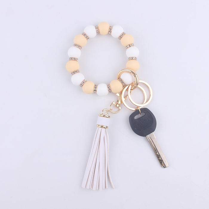 Wholesale Colorful Silicone Beaded Wrist Keychain JDC-KC-GuangTian020