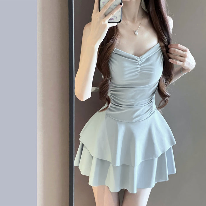 Wholesale Naked back sexy swimsuit dress style jumpsuit, covering the belly to show off weight, soaking in hot spring vacation