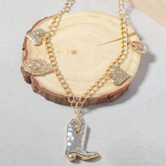 Wholesale Western Denim Style Design Sense Alloy Boots  Necklace Daily Commuter Women