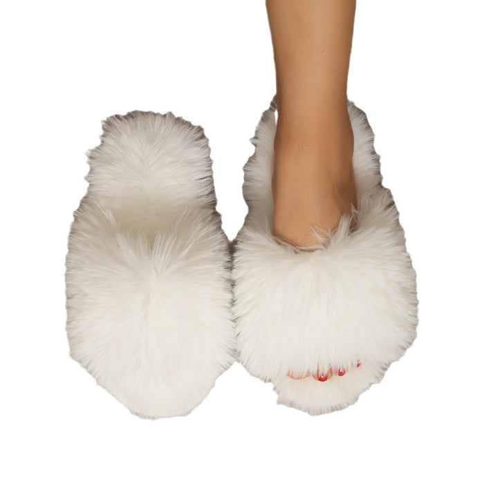 Wholesale Cotton slippers winter long fur slippers ladies indoor fur slippers spring and autumn new style furry winter