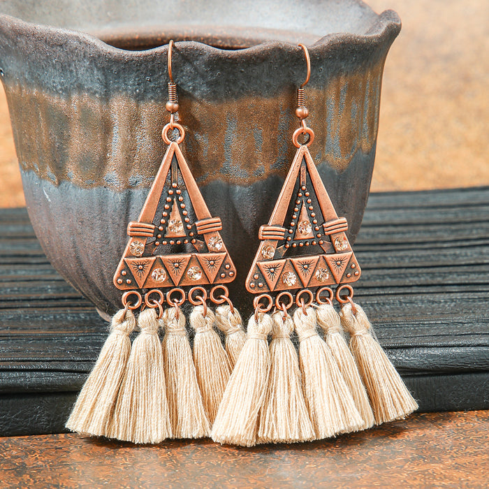 Wholesale 2pcs retro ethnic geometric turquoise earrings