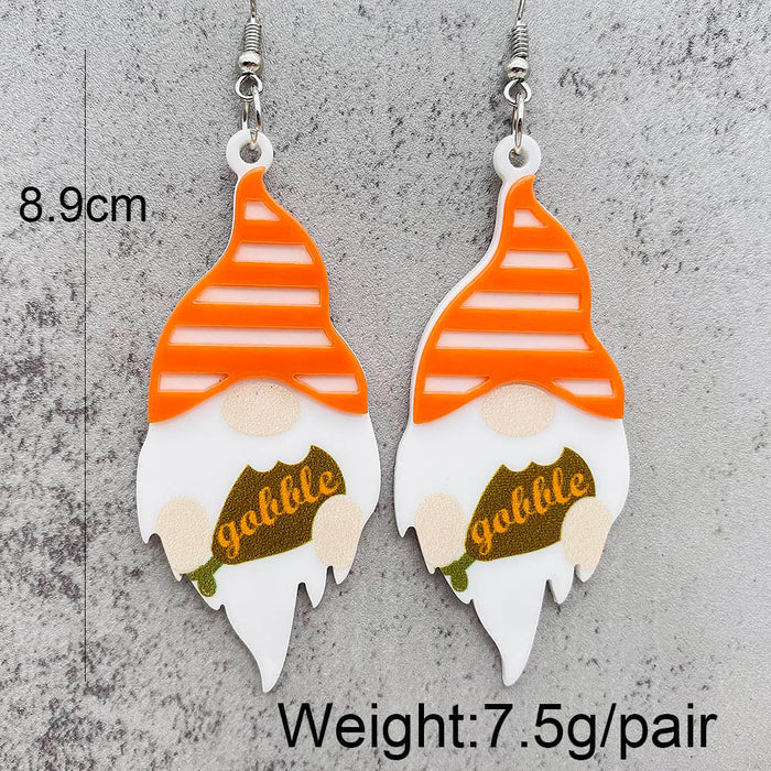 Wholesale Autumn Thanksgiving Acrylic Earrings Gnome Dwarf Pumpkin Turkey Three-Dimensional Pendant