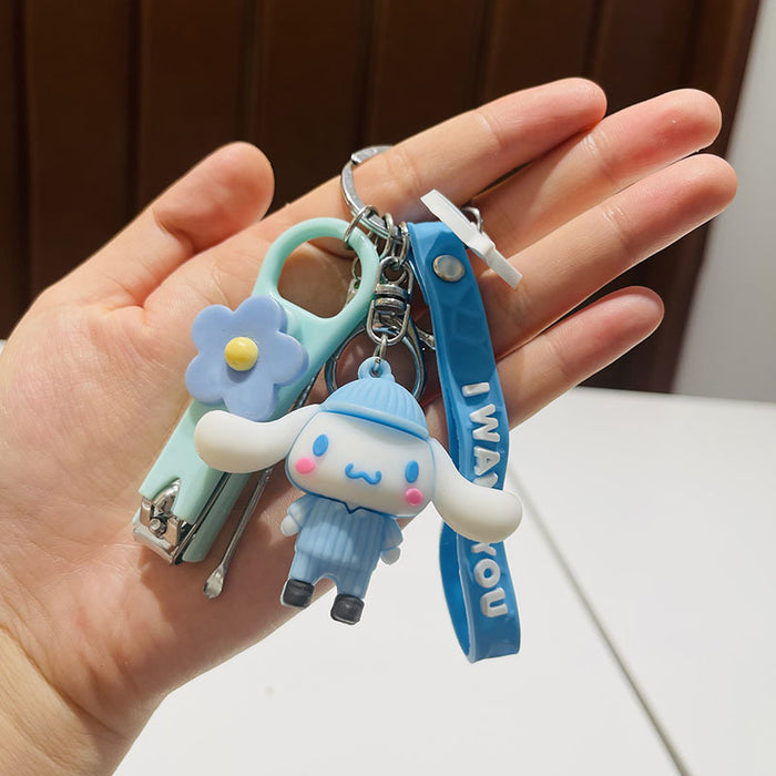 Wholesale  Silicone Doll Spaceman Keychain Pendant Bag  Nail Clipper Ear Digging Spoon Keychain