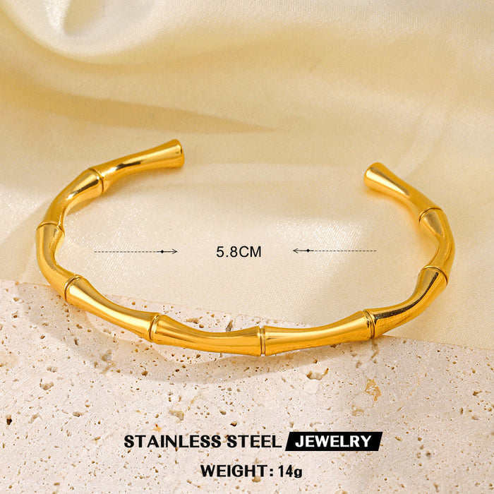 Wholesale women's Bracelet and rings bamboo joint suit titanium Stainless steel plated bamboo jewelry