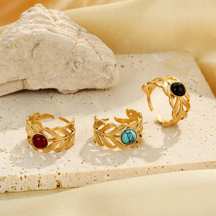 Wholesale Asymmetric geometry retro ring titanium steel light luxury design anti fading stainless steel jewelry