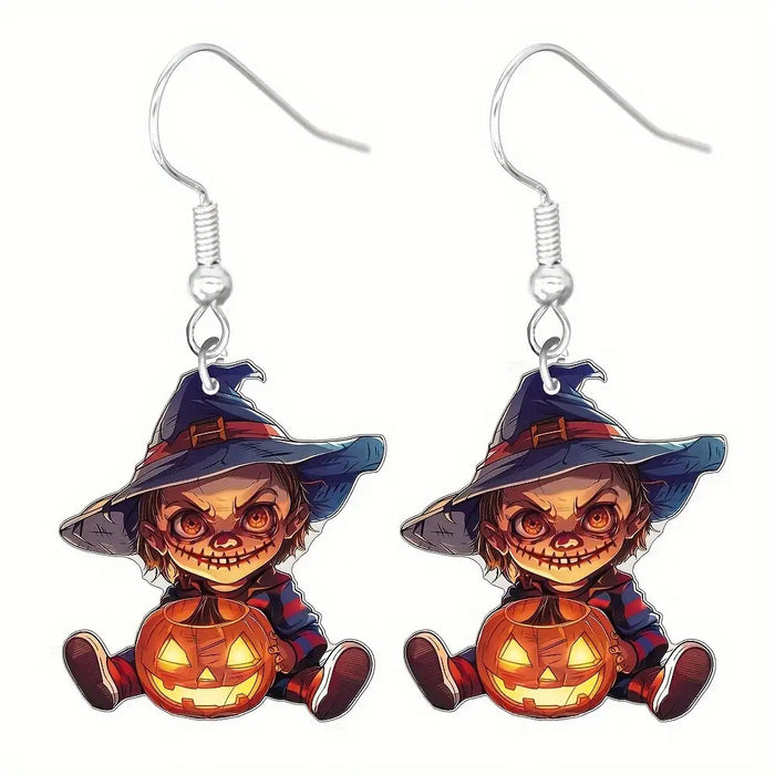 Wholesale  Cartoon Acrylic Earrings 2D Skull Clown Pumpkin Design Trendy Fashion Accessory For Party Gift Boutique Resale
