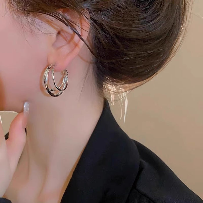 Wholesale  silver Ear Ring  Temperament Multi-layer C- shaped Earrings Earrings for Women