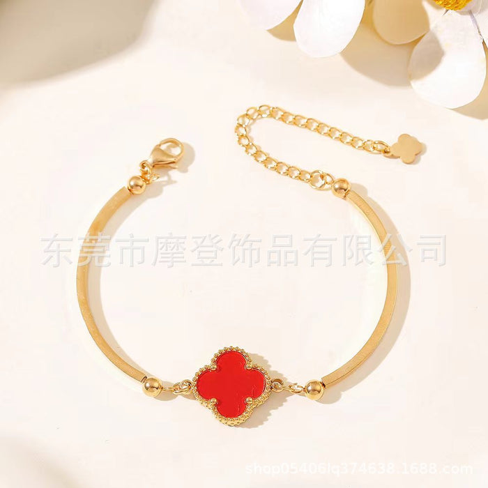 Wholesale titanium steel four-leaf clover bracelet JDC-BT-Modeng001