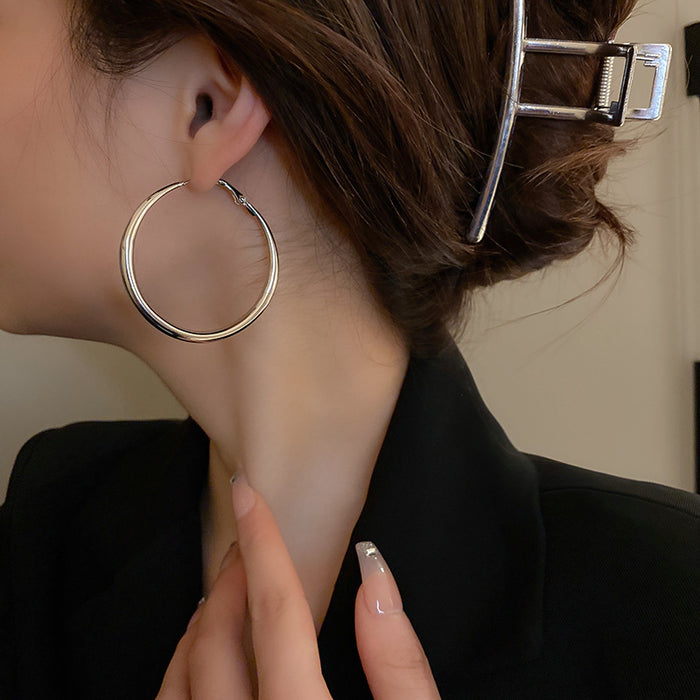 Wholesale Large Earrings 925 Silver Needle Circle Earrings