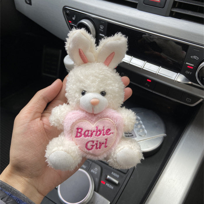 Wholesale White Rabbit Teddy Bear Bow Barbie Love Plush Car Keychain Bag Pendant