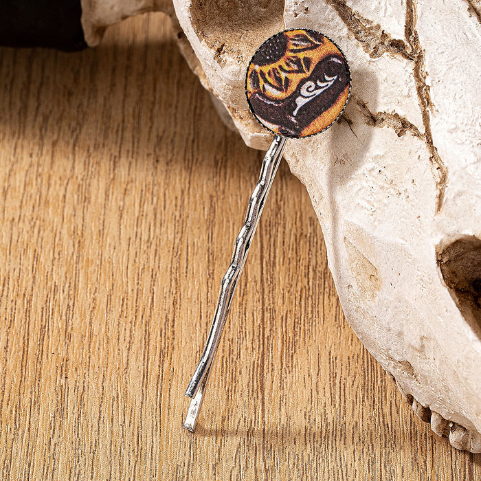 Wholesale leather western style cow turquoise pattern printed hairpin