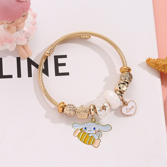 Wholesale Stainless Steel Cartoon Charm Bracelet Adjustable Pendant Jewelry Gift MOQ≥2