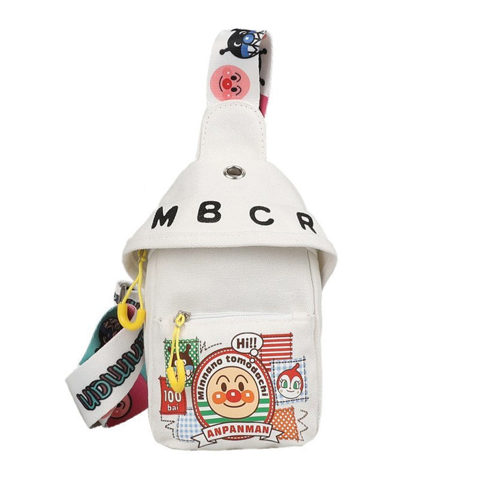 Wholesale Cartoon chest bag with printed texture canvas bag, single shoulder crossbody small bag