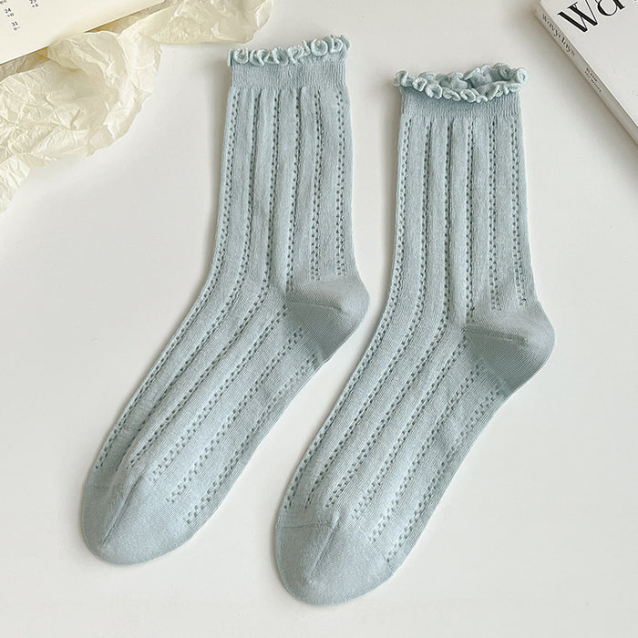 Wholesale Socks pile socks thin hollow mesh breathable mid tube socks