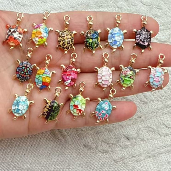 Wholesale 10pcs DIY Colorful Turtle Bracelet Pendant Alloy Oil Drip Accessories Hanging Earrings