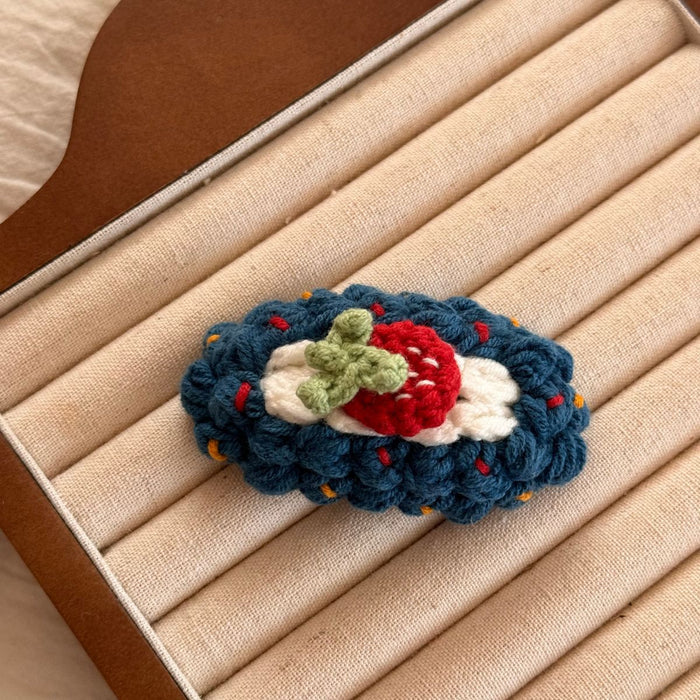 Wholesale Handmade Crochet Yarn Hair Clips Cartoon Fruit