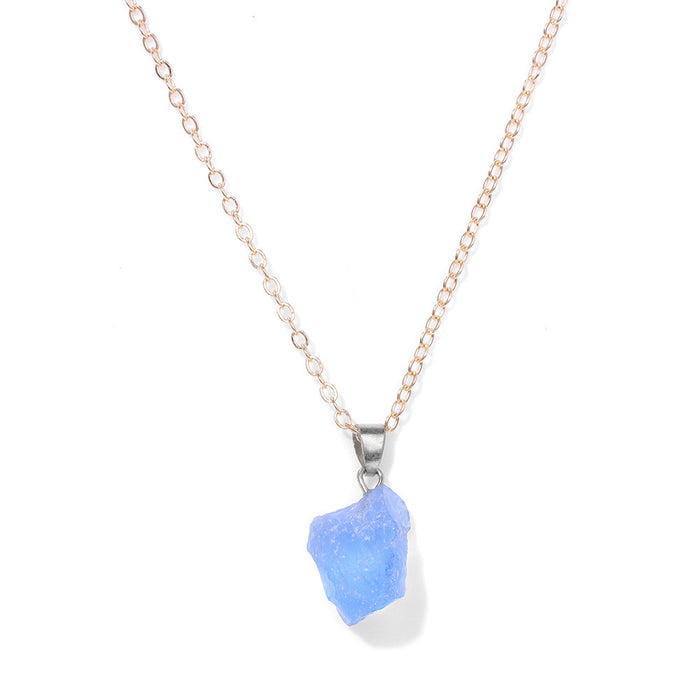 Wholesale Irregular natural stone raw crystal pendant necklace with two tone chain amethyst clavicle necklace