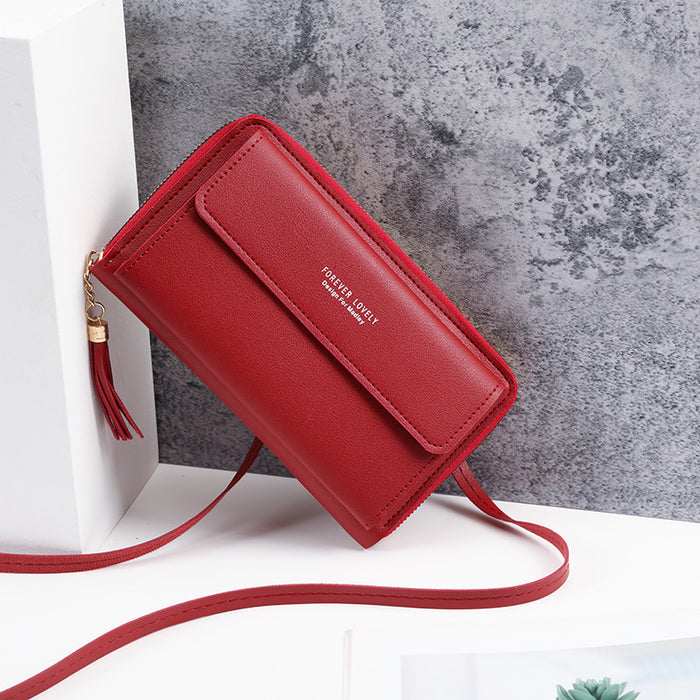 Wholesale PU Crossbody Bag with Tassel Light Pink Women' s Phone Bag Everyday Fashion Accessory MOQ≥3
