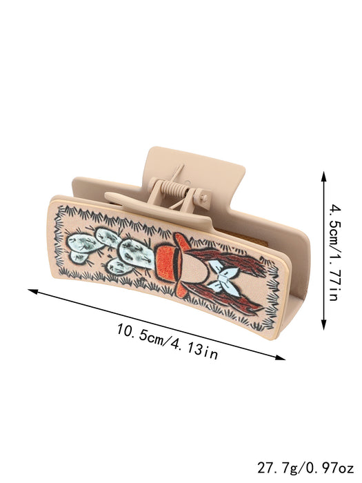 Wholesale Western Cowboy Style Cactus English Letters Leather Women' s Hair Clip Grab Shark Clip