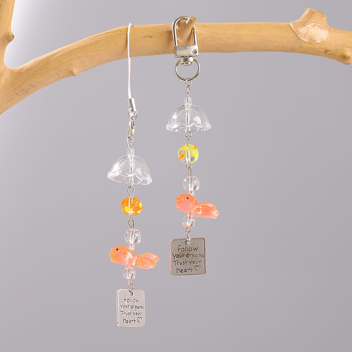 Wholesale Goldfish Pendant Mobile Phone Chain Beaded Pendant Mobile Phone Keychain