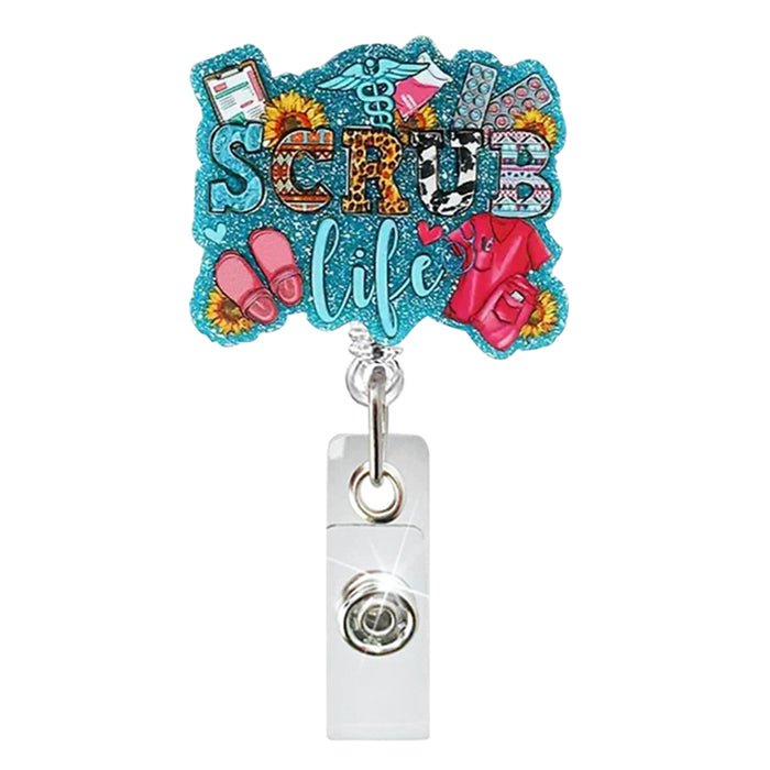 Wholesale Glitter Acrylic Retractable Clip Easy Pull Keychain JDC-KC-QiDing006